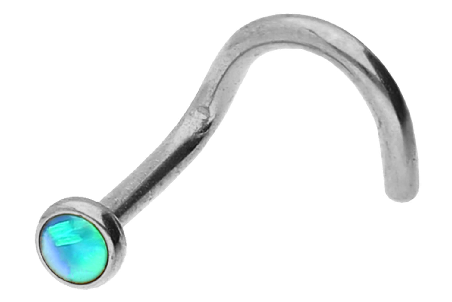 Titan Nasenstecker Nasenpiercing Spirale DISC + SYNTHETISCHER OPALL ++SALE++